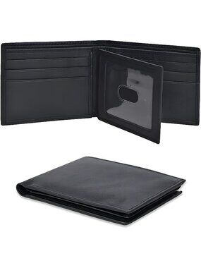 Leather Bifold Wallet for Men - Wallets with 9 Credit Cards Slim Minimalist